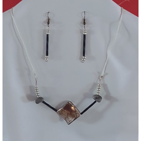 Square Necklace with Matching Earrings