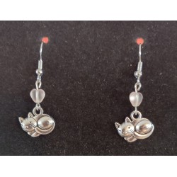 Snuggly Cat Pendant Earrings