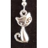 Wise Cat Silver Dangle Earrings