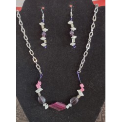 Fun Funky Stone Necklace and Earring Set