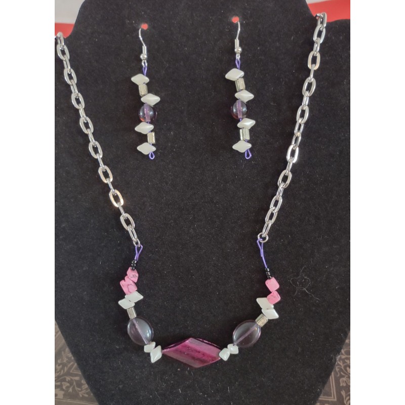 Fun Funky Stone Necklace and Earring Set